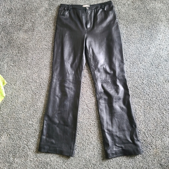 Kate Hill Black Genuine Leather Pants – Size 10 – Bootcut Chic